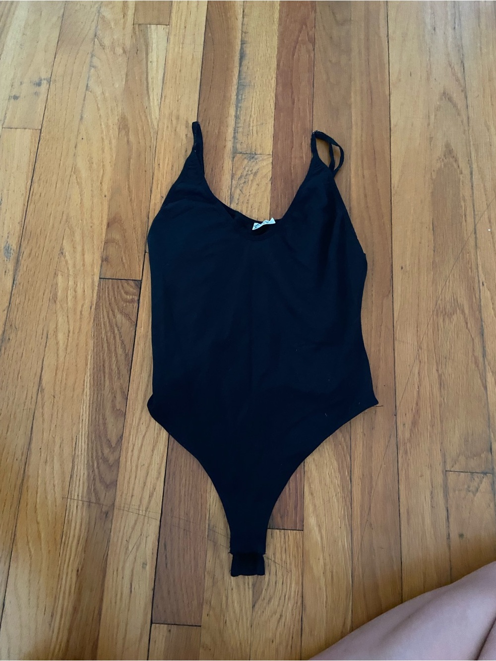 Free People Black One-Piece Bodysuit with Scoop Neck